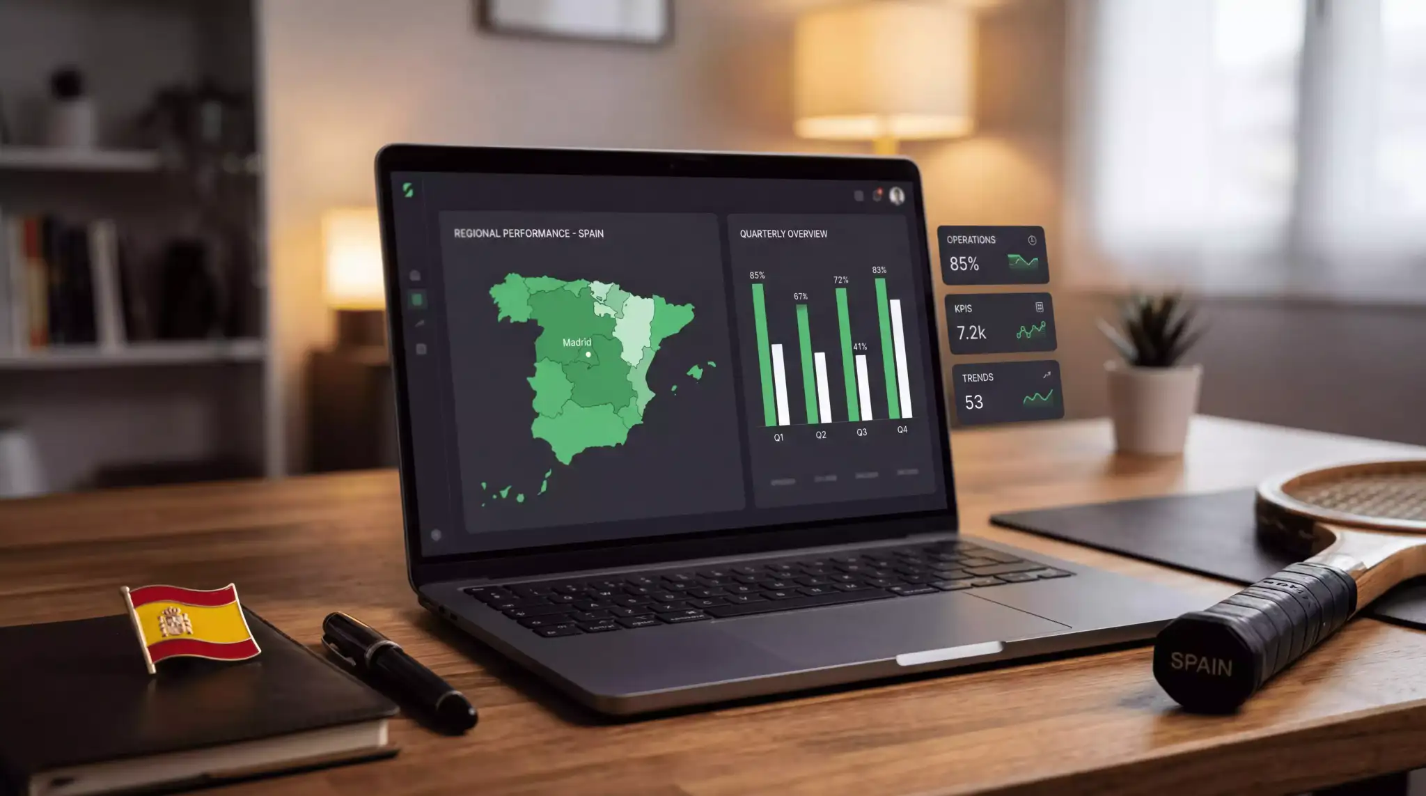 Pantalla de ordenador portátil mostrando datos del mercado regulado de apuestas en España